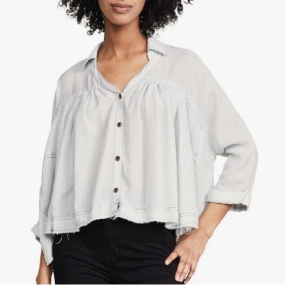 We The Free Tops - Free People Rainbow Picnic blouse, size medium. P2P is 33”. Length is 22”.